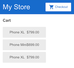 Cart view with products added