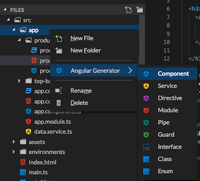 StackBlitz command to generate component